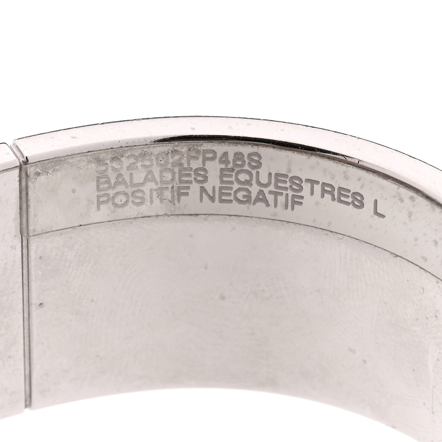 Enamel Printed Wide Balades Equestres Positif Negatif Hinged Bracelet S Black