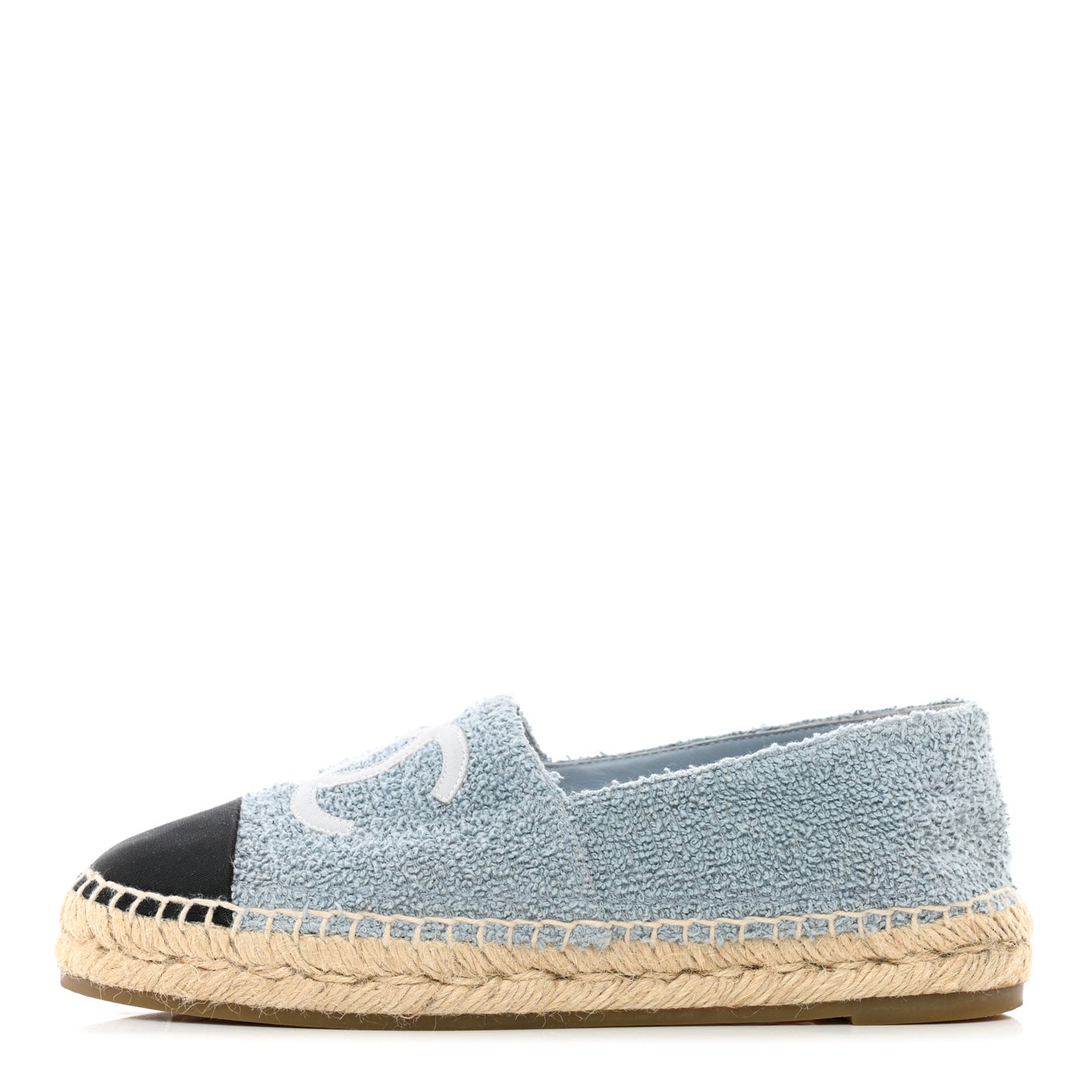 Fabric Grosgrain CC Espadrille 37 Blue Light Gray Black