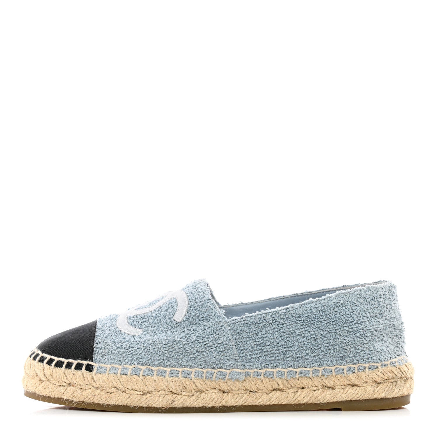 Chanel Fabric Grosgrain CC Espadrille 37 Blue Light Gray Black 1 of 14