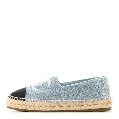 Chanel Fabric Grosgrain CC Espadrille 37 Blue Light Gray Black 1 of 14