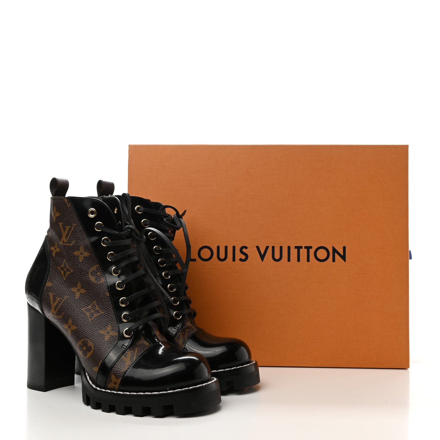 Patent Calfskin Monogram Star Trail Ankle Boots 39 Black