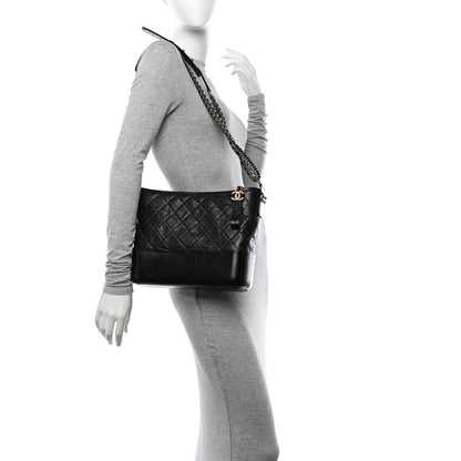Chanel Aged Calfskin Quilted Medium Gabrielle Hobo Black 2 of 13