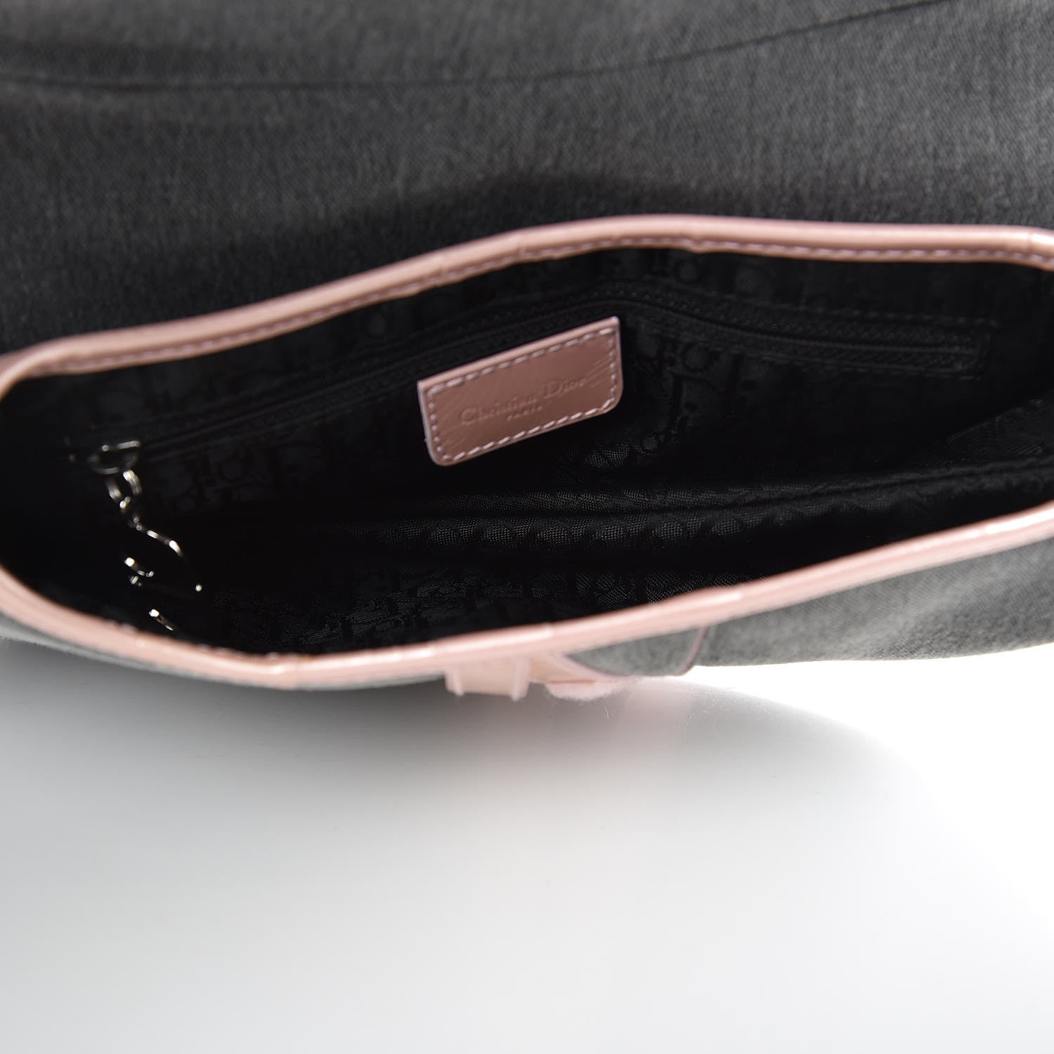 Christian Dior Patent Denim Jeans Saddle Bag Grey Pink 5 of 12