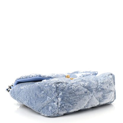 Chanel Sequin Quilted Medium Chanel 19 Flap Light Blue 4 of 11