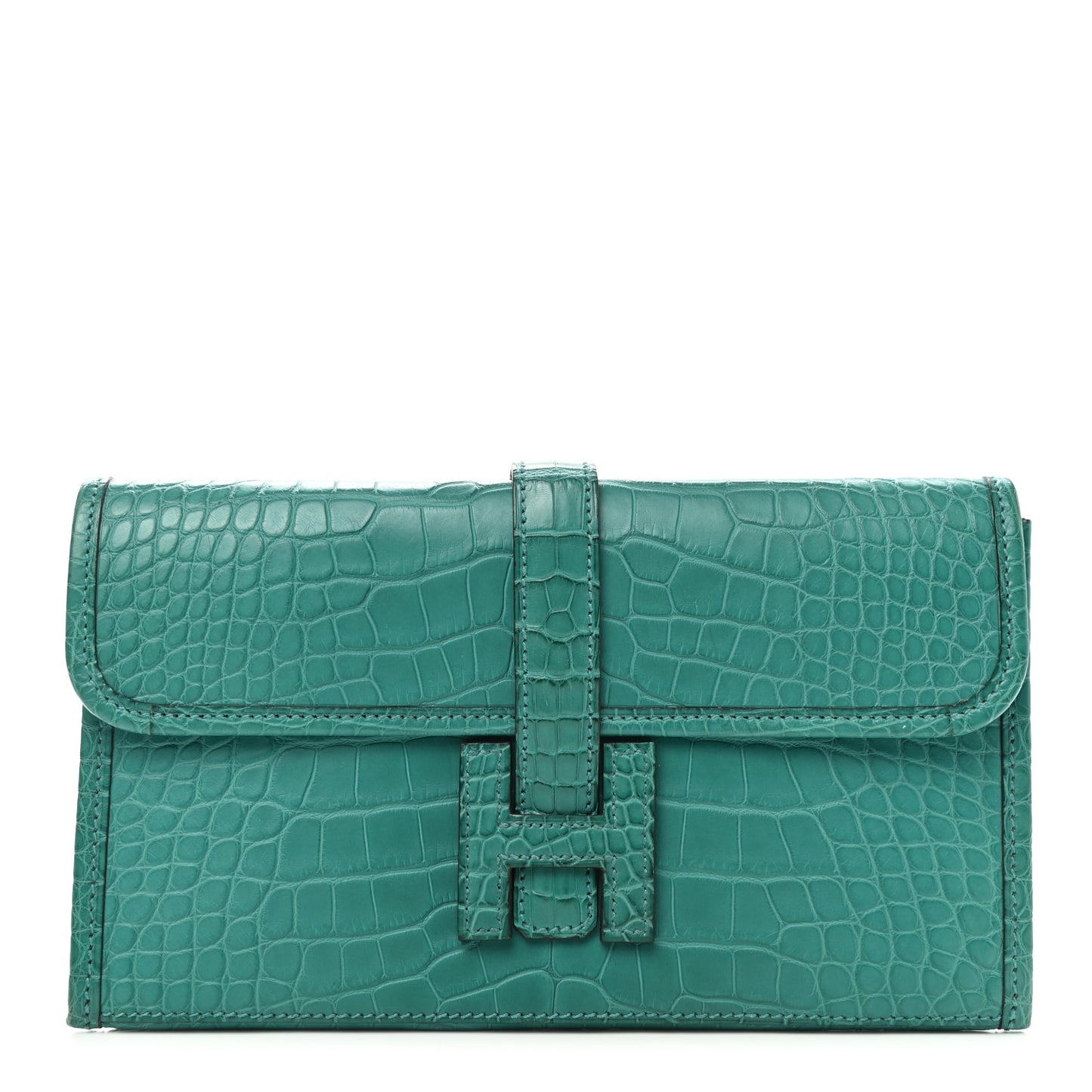 Matte Alligator Jige Duo Clutch Bleu Paon