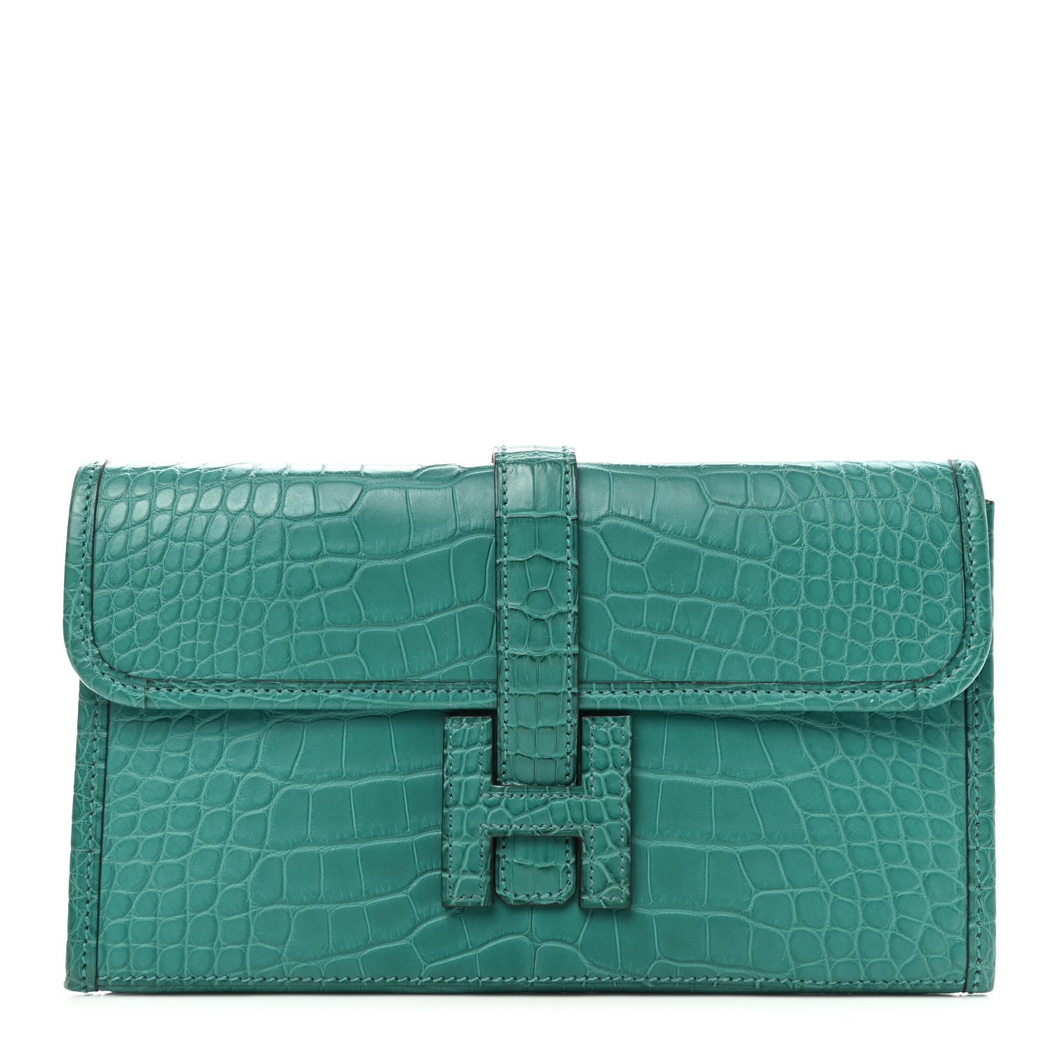 Hermes Matte Alligator Jige Duo Clutch Bleu Paon 1 of 7