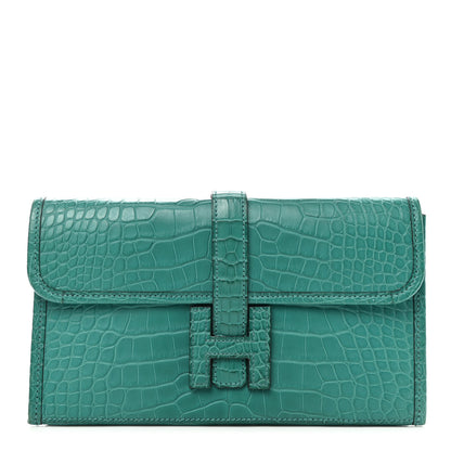 Hermes Matte Alligator Jige Duo Clutch Bleu Paon 1 of 7