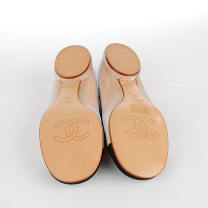 Chanel Satin Cap Toe Ballerina Ankle Wrap Flats 38 Beige Black 7 of 8