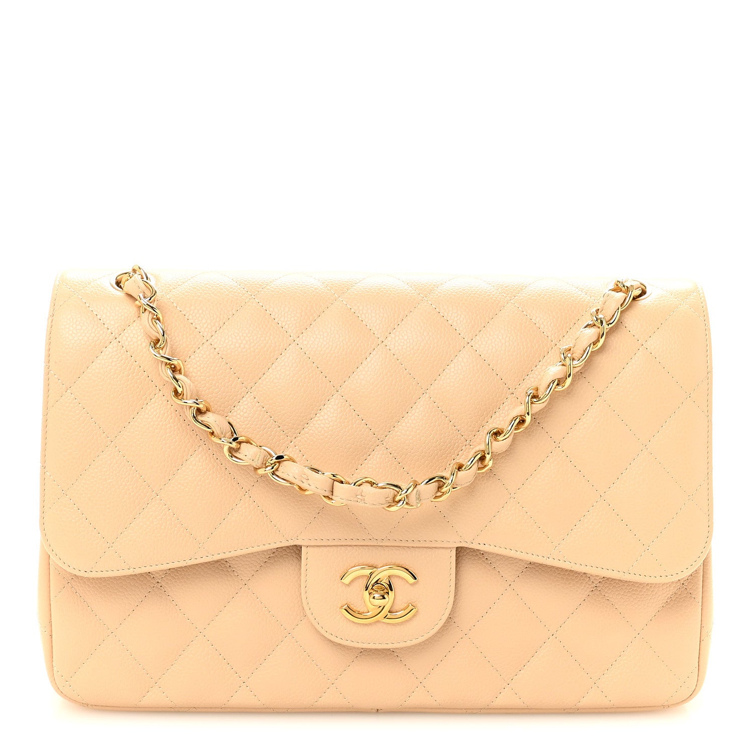 Chanel Caviar Quilted Jumbo Double Flap Beige Clair 1 of 10