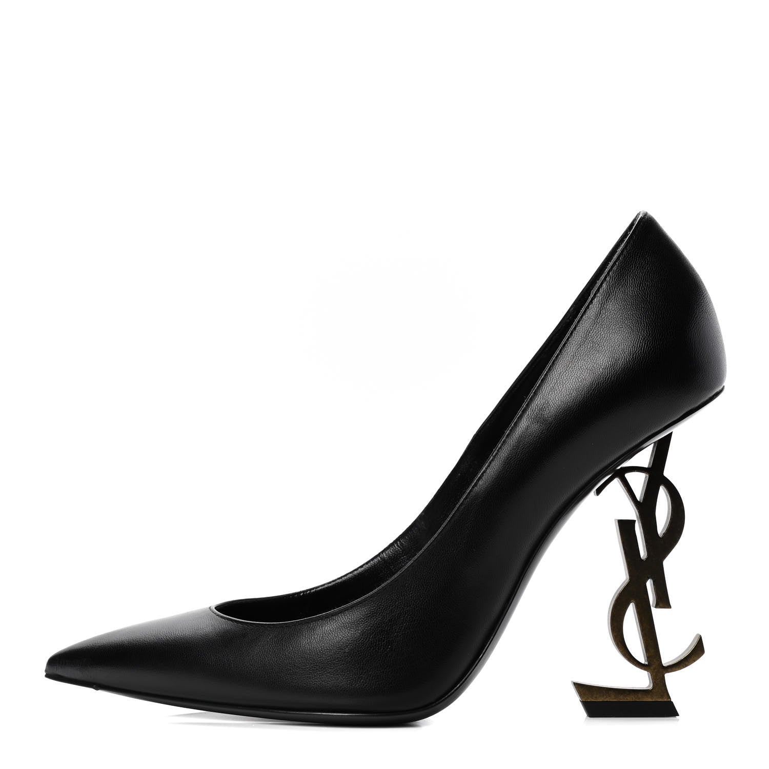 Saint Laurent Calfskin Opyum Pumps 36.5 Black Gold 1 of 5