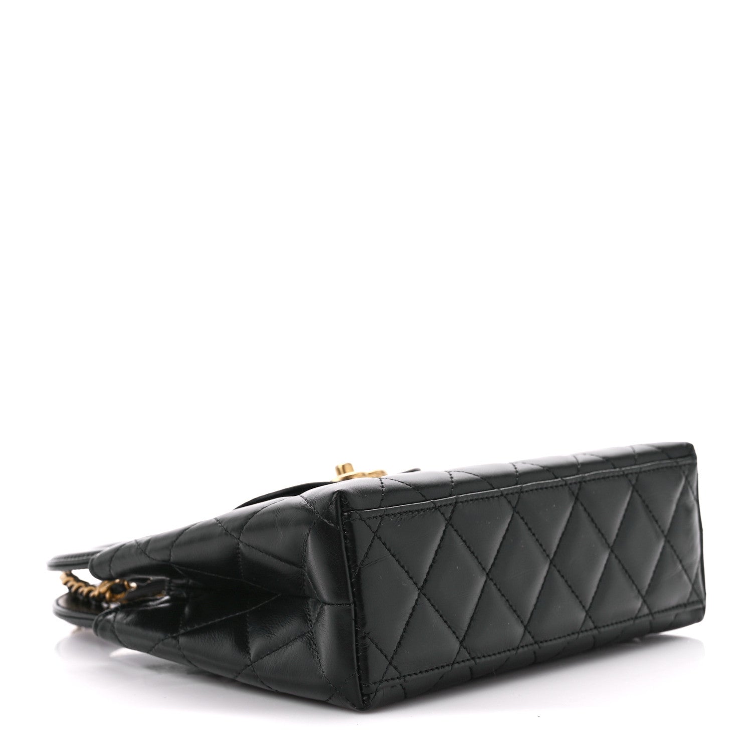 Chanel Shiny Aged Calfskin Quilted Nano Kelly Shopper Black 4 of 11