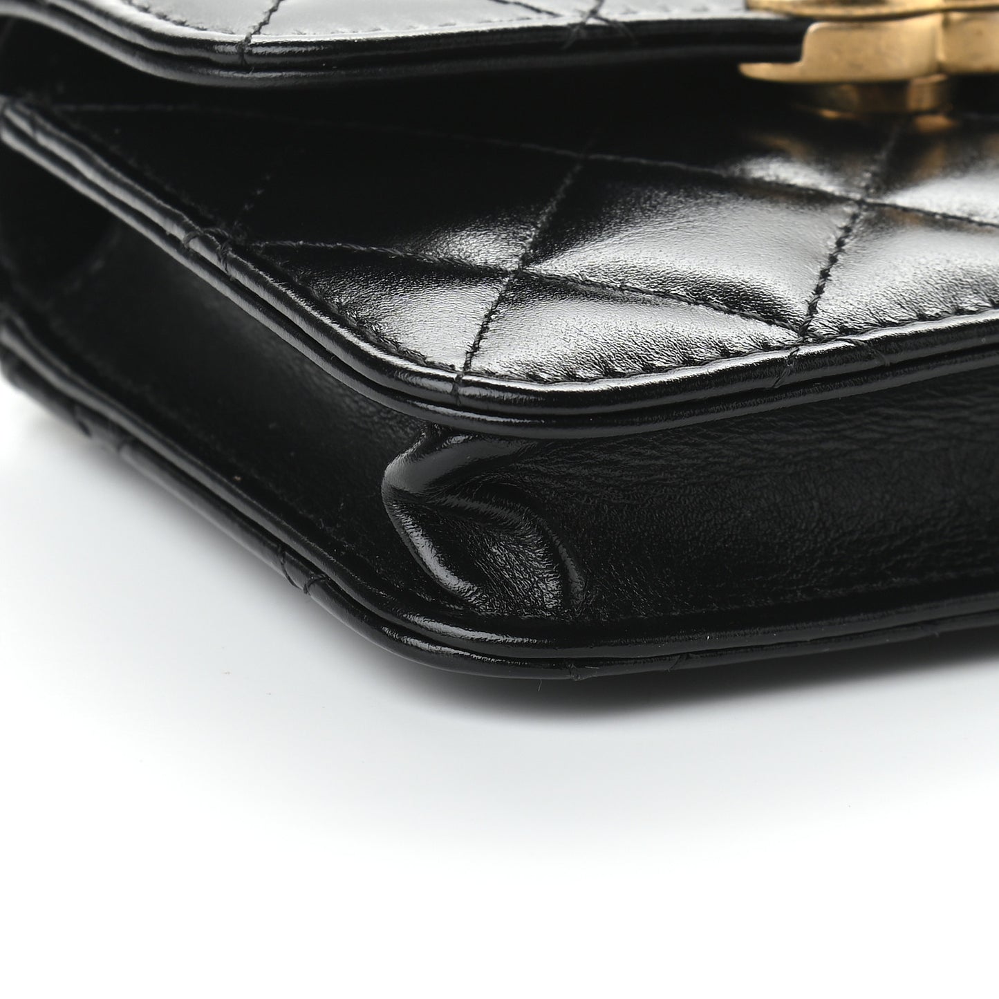 Calfskin Quilted Perfect Fit Coin Purse With Chain Black