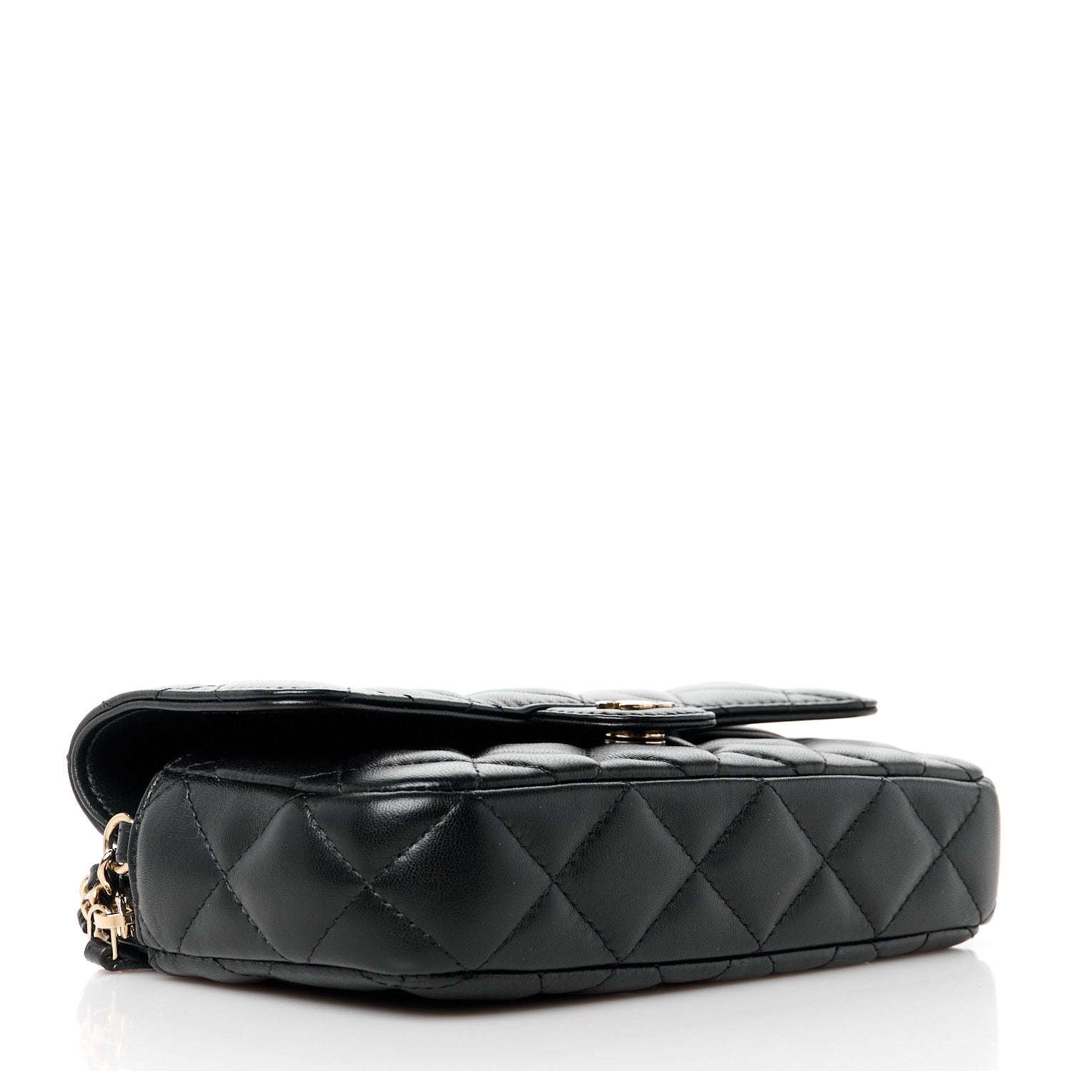 Chanel Lambskin Quilted Flap Phone Holder With Chain Black 4 of 13