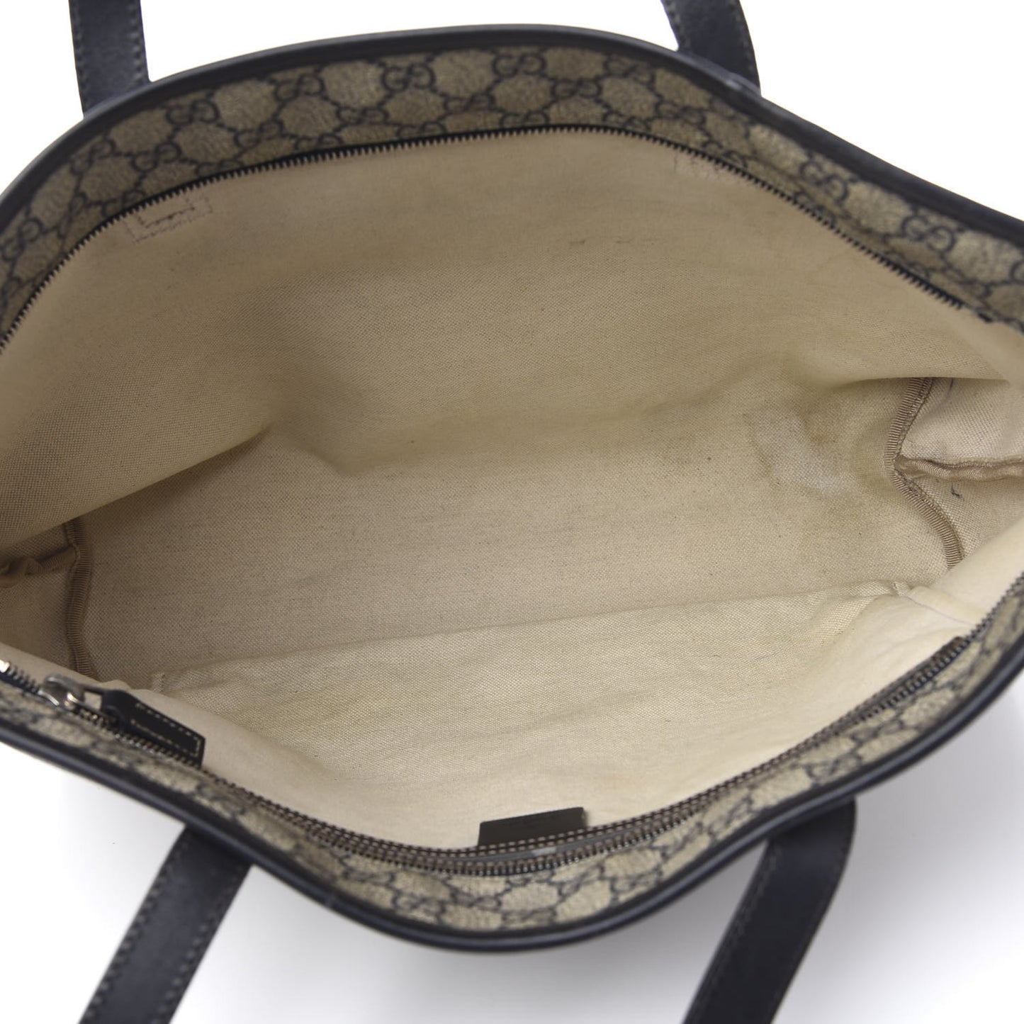 GG Supreme Monogram Medium Zippered Shopping Tote Dark Brown