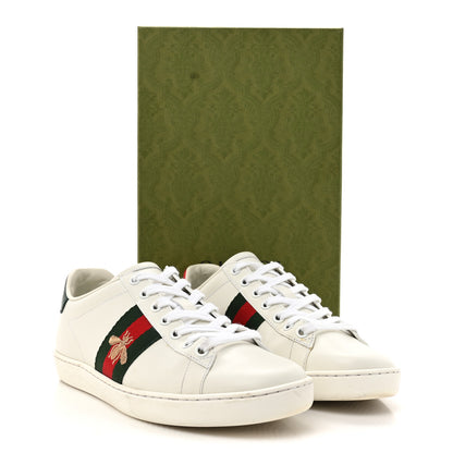 Gucci Calfskin Ayers Bee Embroidered Womens Ace Sneakers 37 White Red Flame Green 11 of 11