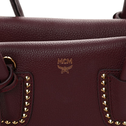 MCM Grained Calfskin Studded Medium Milla Tote Rustic Brown 7 of 13