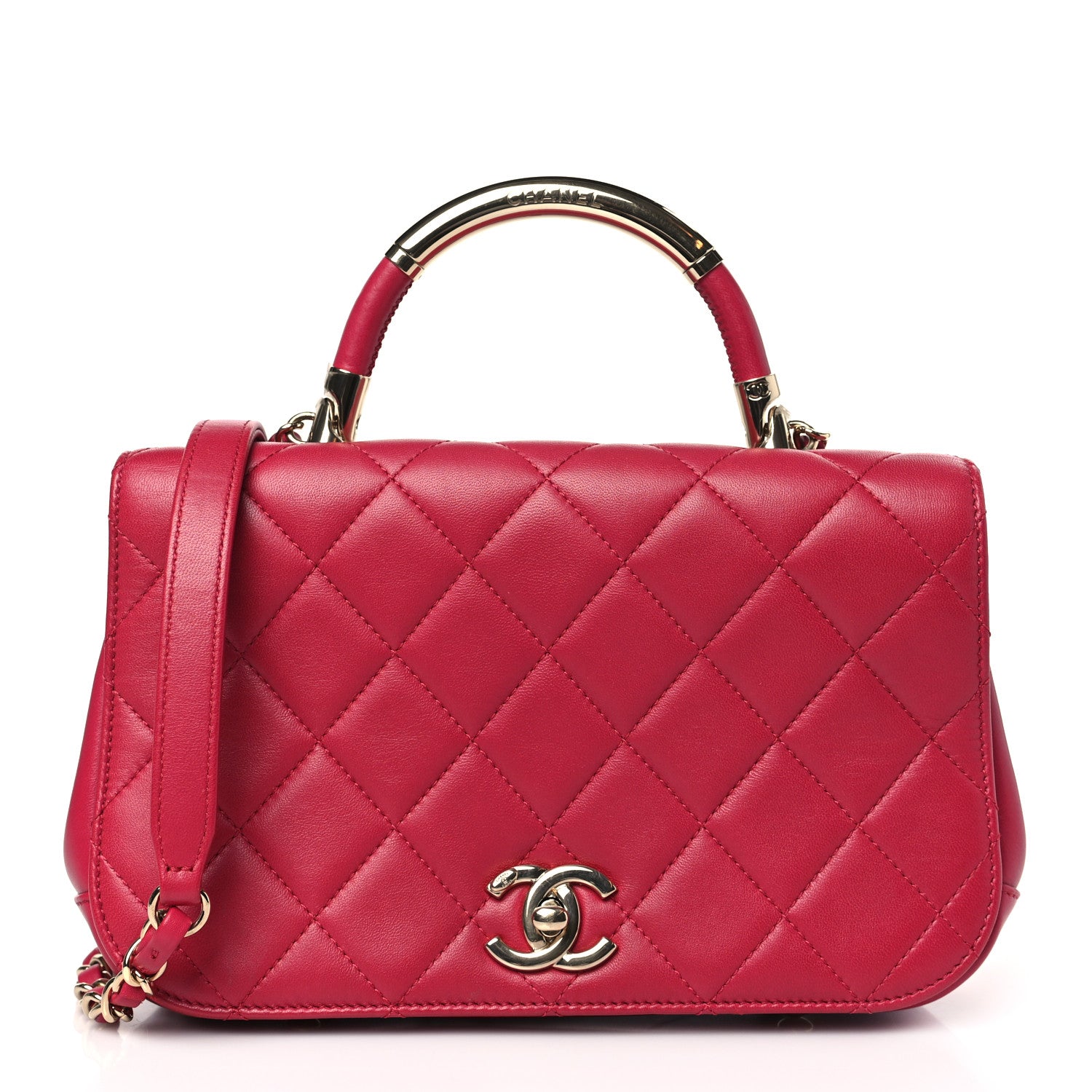Chanel Lambskin Small Carry Chic Flap Dark Pink 1 of 9