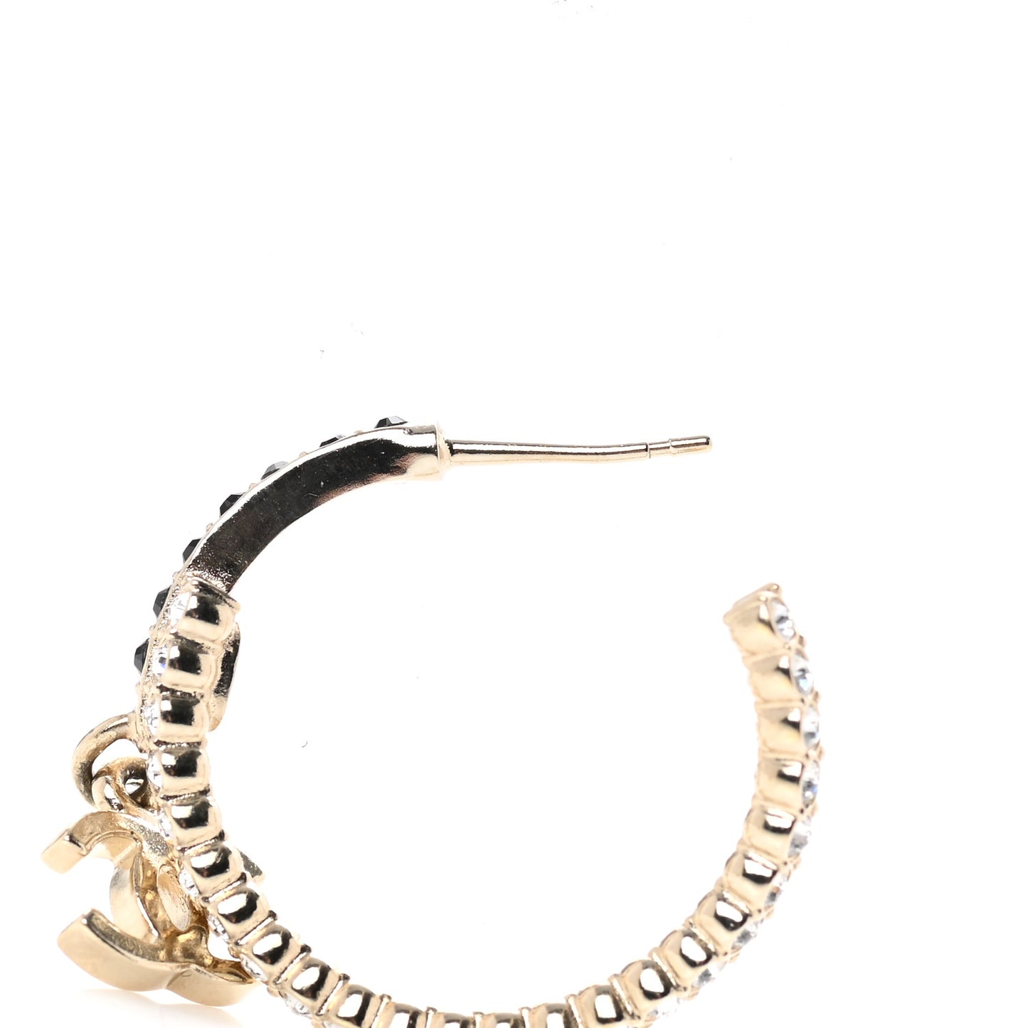 Crystal CC Hoop Earrings Gold Black