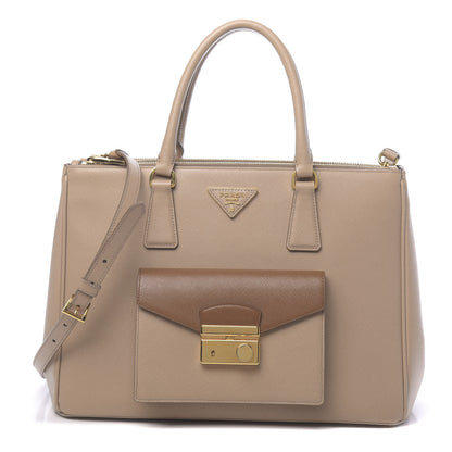 Prada Saffiano Lux Galleria Front Pocket Tote Cammeo Caramel 1 of 10