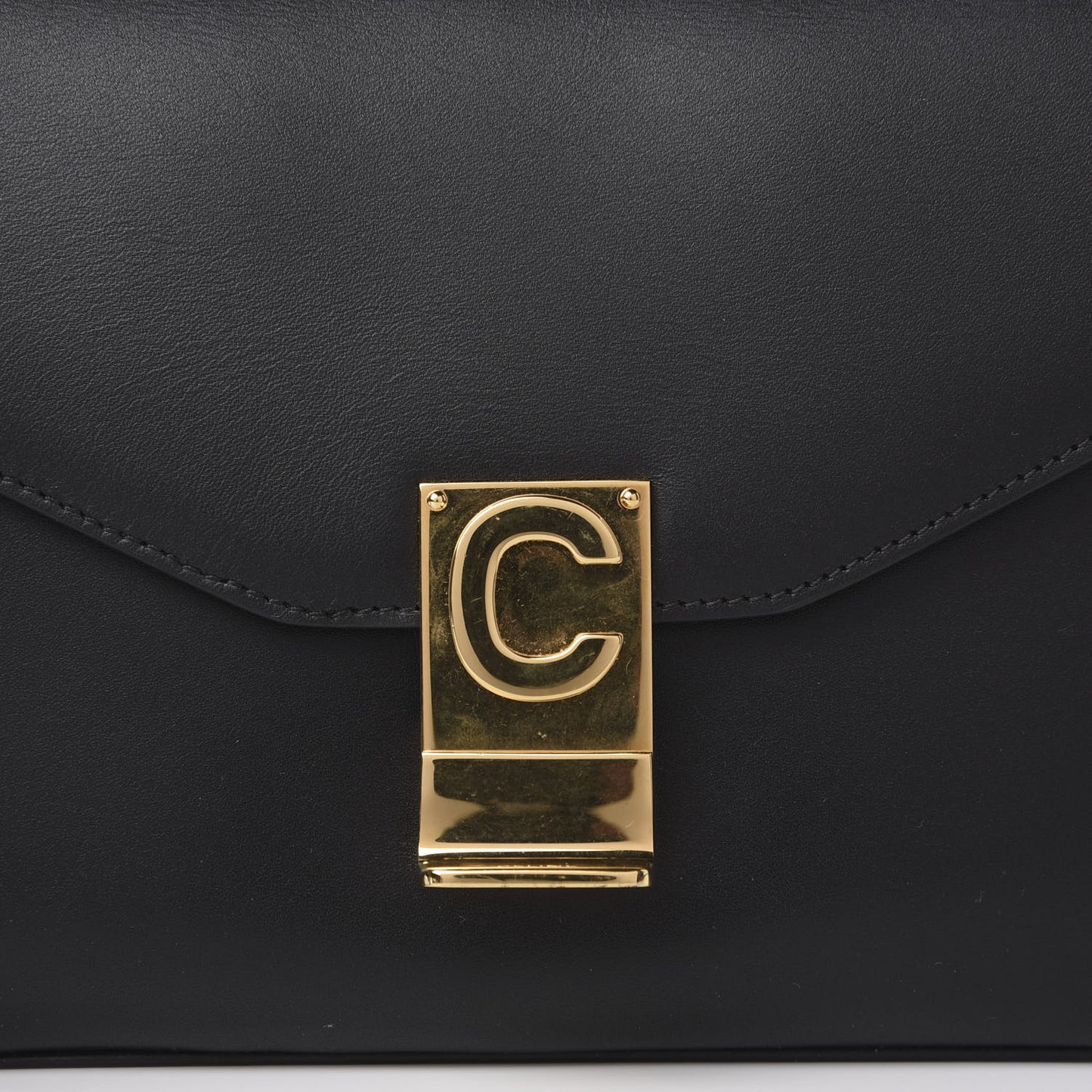 Shiny Calfskin Medium C Bag Black