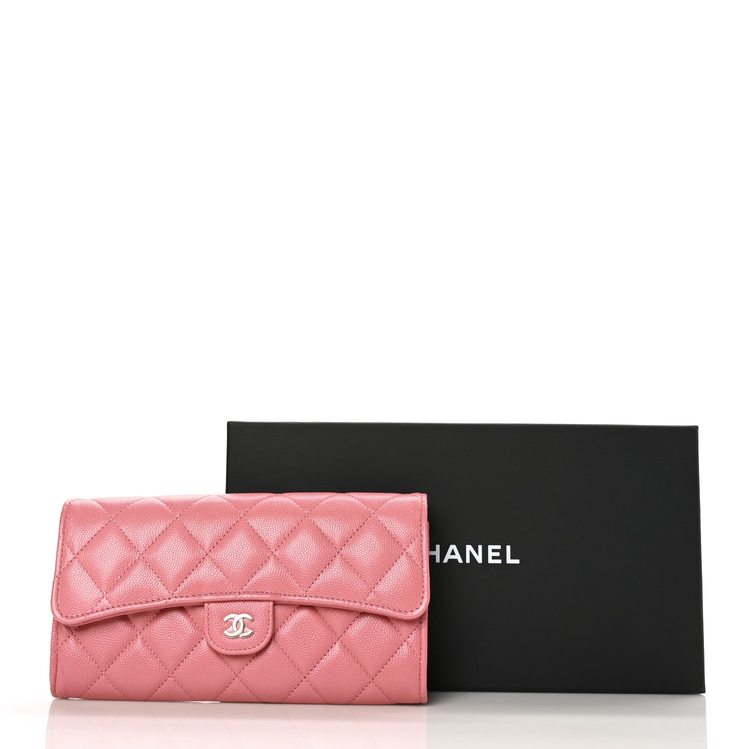 Chanel Caviar Quilted Large Gusset Flap Wallet Dark Pink 10 of 10