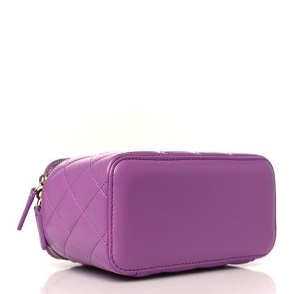 Chanel Lambskin Quilted Pearl Crush Small Vanity Case With Chain Purple 4 of 9