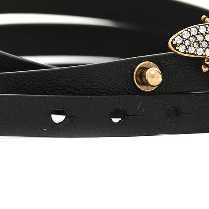 Christian Dior Calfskin Crystal Bee Triple Loop Bracelet Black 4 of 6