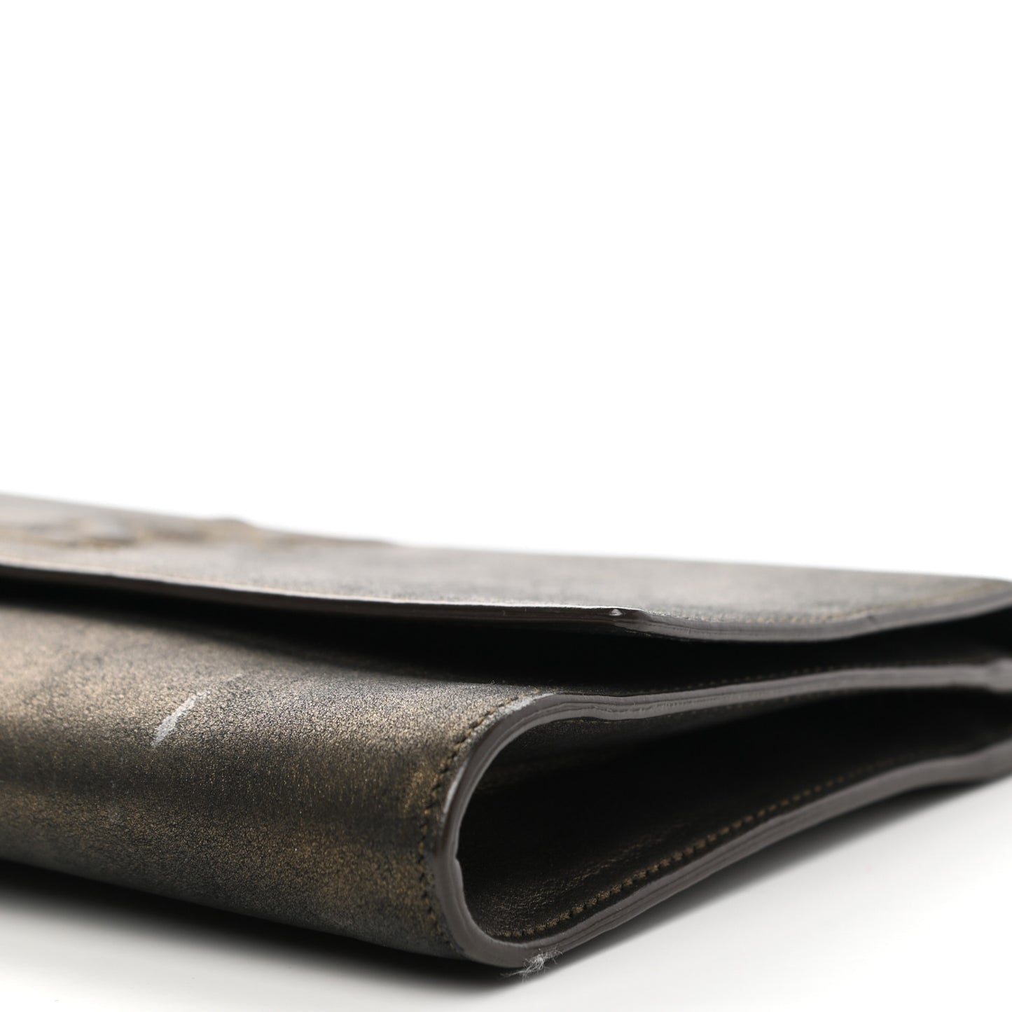 Distressed Metallic Calfskin Monogram Large Belle De Jour Clutch Gold