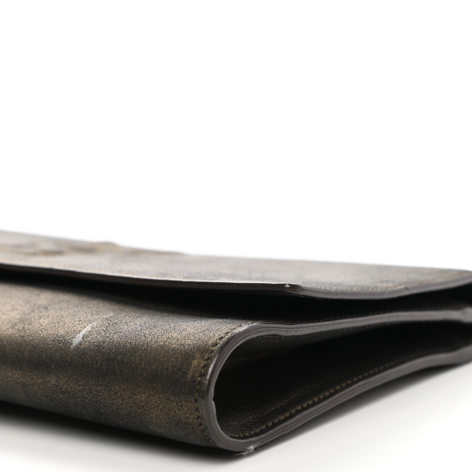 Saint Laurent Distressed Metallic Calfskin Monogram Large Belle De Jour Clutch Gold 9 of 16