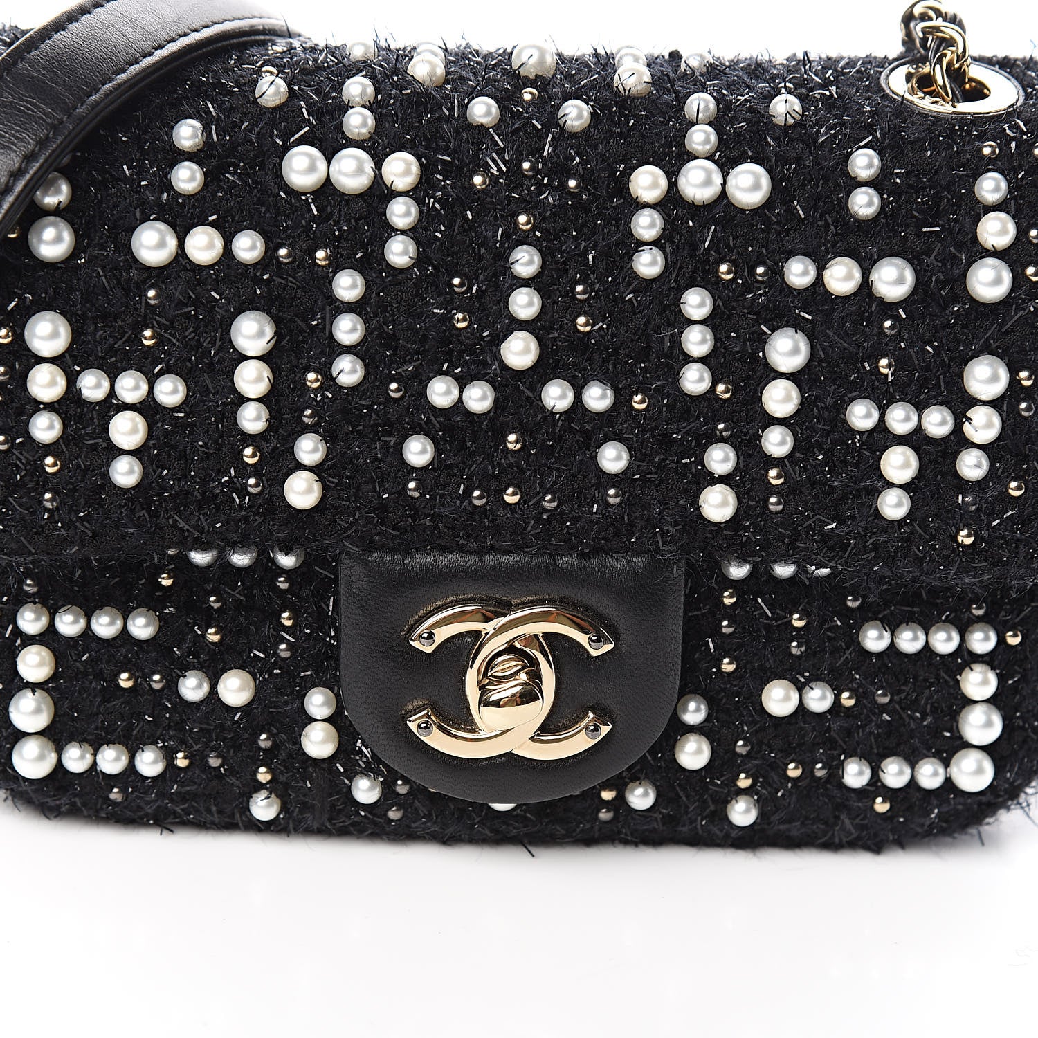 Chanel Tweed Pearl Mini Cosmos Flap Black 10 of 10