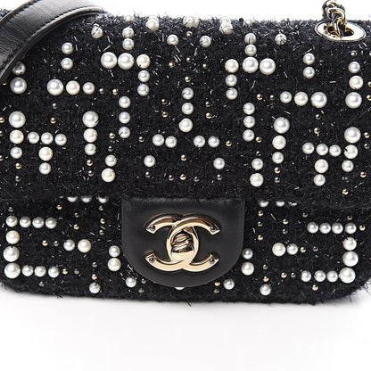 Chanel Tweed Pearl Mini Cosmos Flap Black 10 of 10