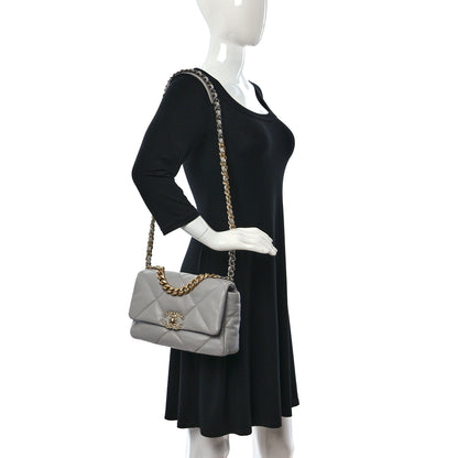 Chanel Goatskin Quilted Medium Chanel 19 Flap Grey 2 of 9