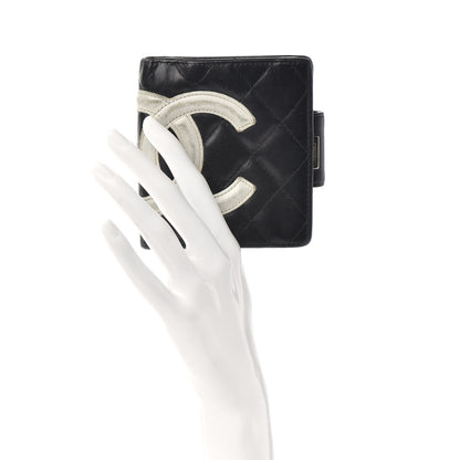 Chanel Calfskin Quilted Cambon Bi-Fold Wallet Black White 2 of 7