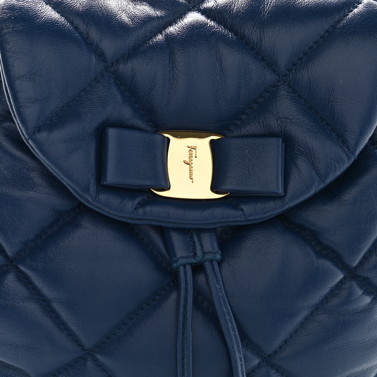 Salvatore Ferragamo Calfskin Quilted Giuliette Backpack Blue 8 of 10