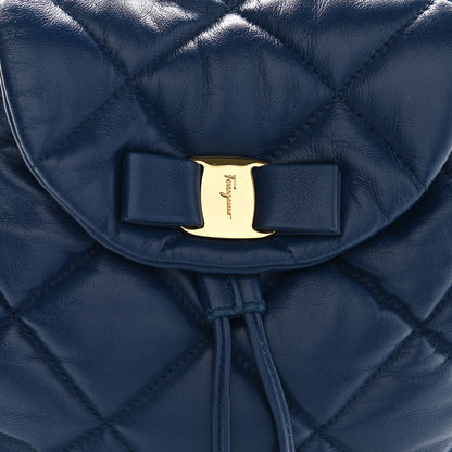 Salvatore Ferragamo Calfskin Quilted Giuliette Backpack Blue 8 of 10