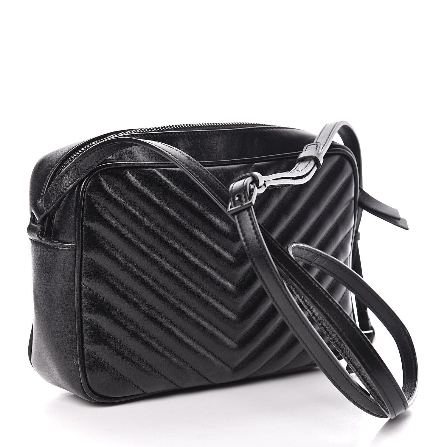 Saint Laurent Calfskin Matelasse Monogram Lou Camera Bag Black 3 of 11