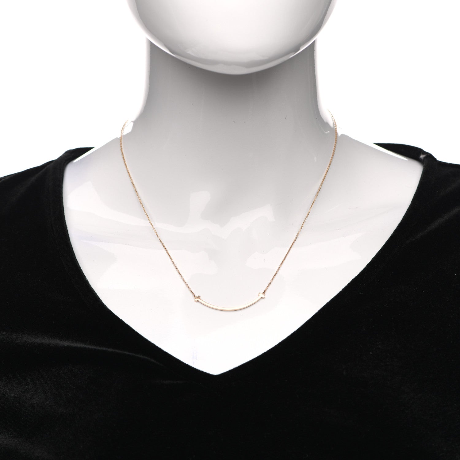Tiffany 18K Rose Gold Small T Smile Pendant Necklace 2 of 5