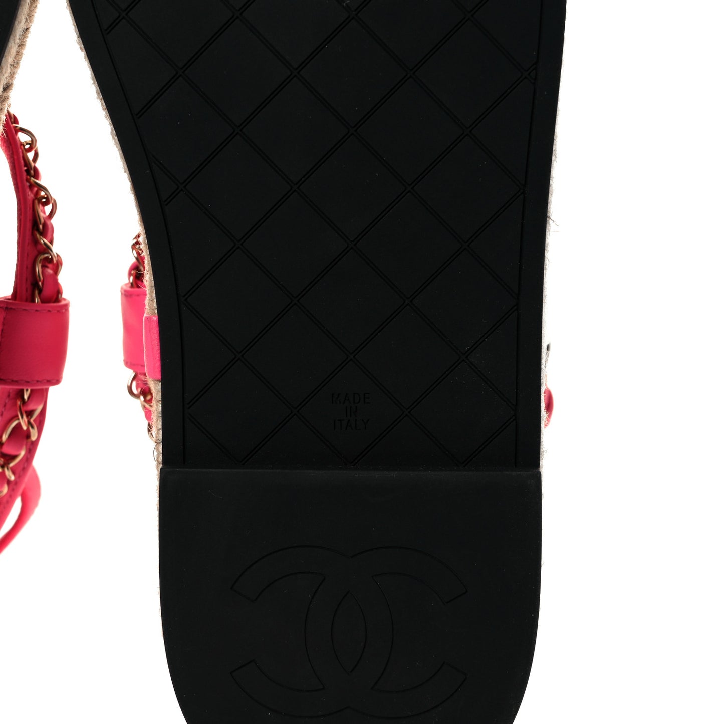 Lambskin Chain CC Thong Espadrille Sandals 40 Pink