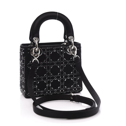 Christian Dior Satin Crystal Cannage Mini Lady Dior Black 2 of 10