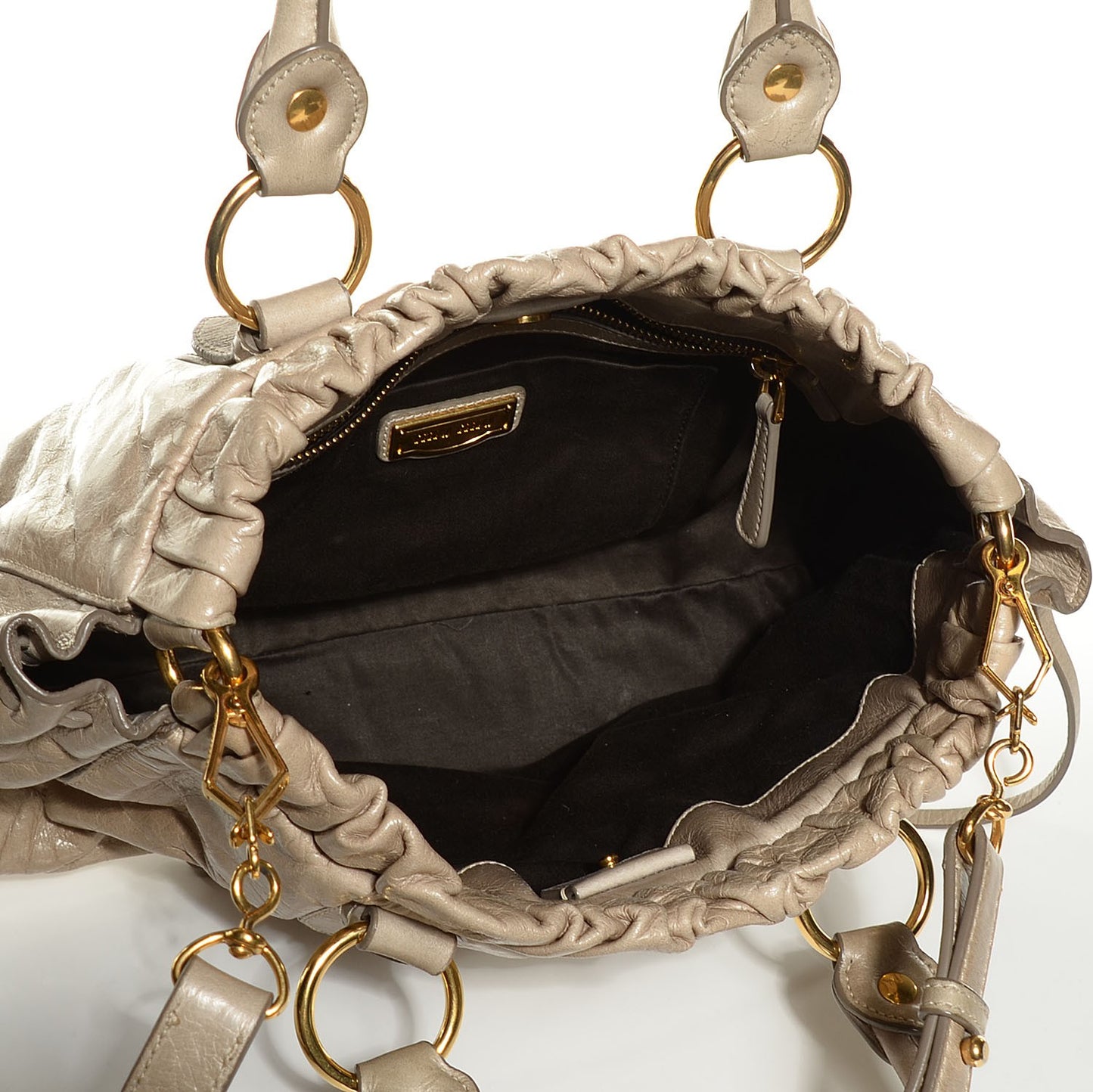 Vitello Lux Gathered Tote Pomice