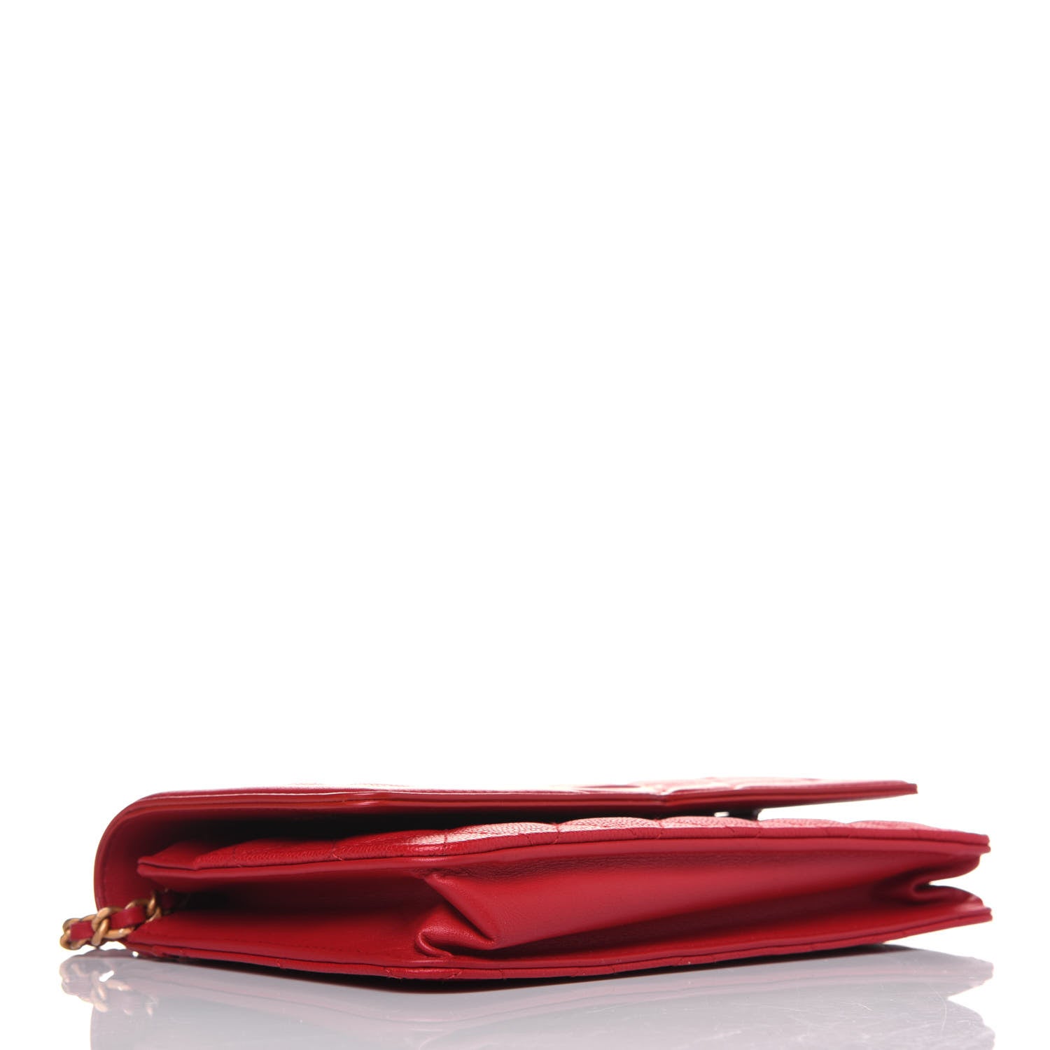 Chanel Caviar Quilted CC Filigree Wallet On Chain WOC Red 4 of 12