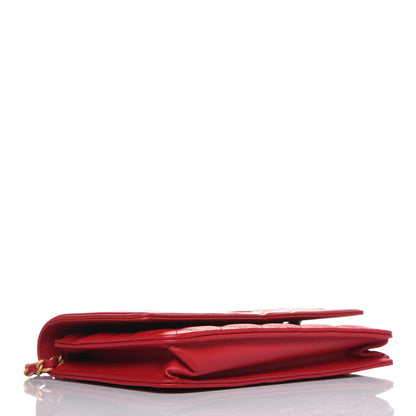 Chanel Caviar Quilted CC Filigree Wallet On Chain WOC Red 4 of 12