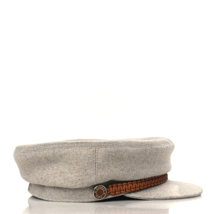 Hermes Cashmere Swift Womens Deauville Cap 56 Gris Flanelle Gold 3 of 8