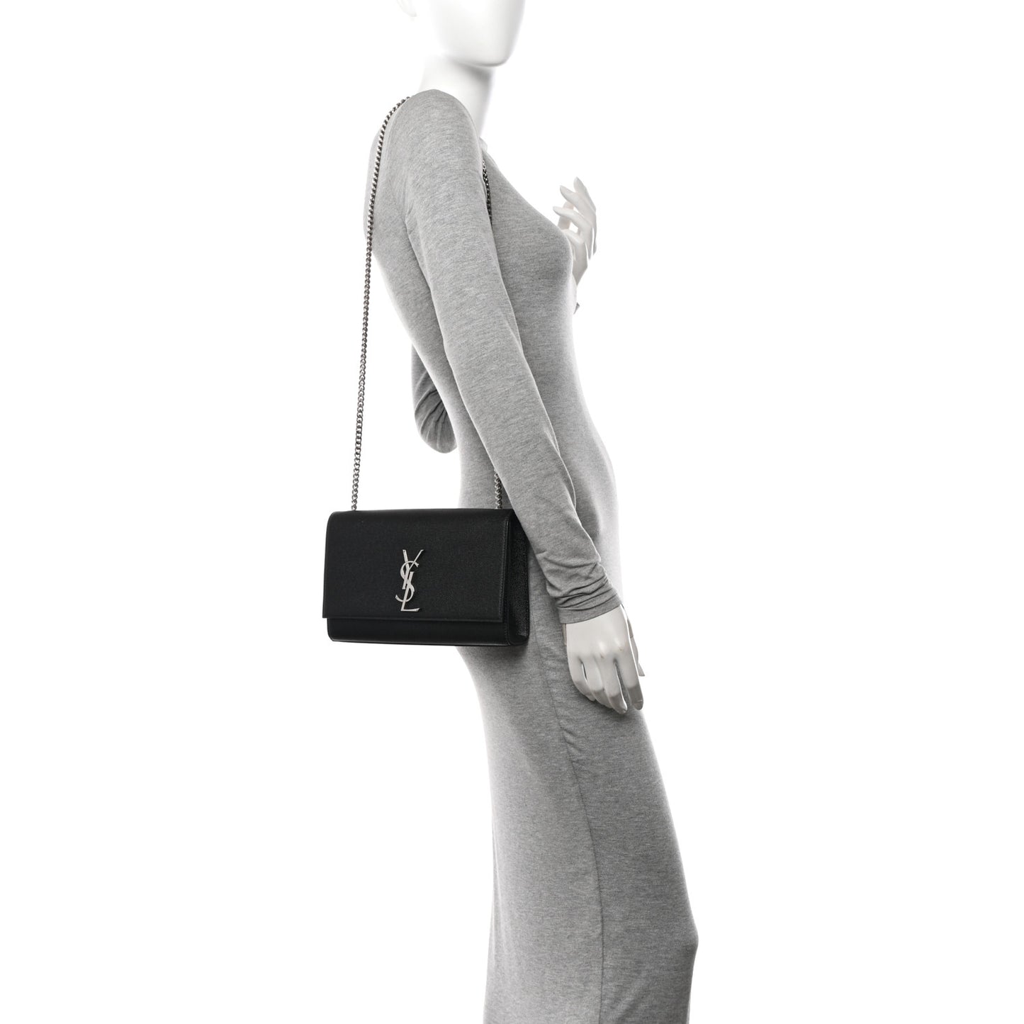 Grain De Poudre Medium Classic Monogram Kate Satchel Black