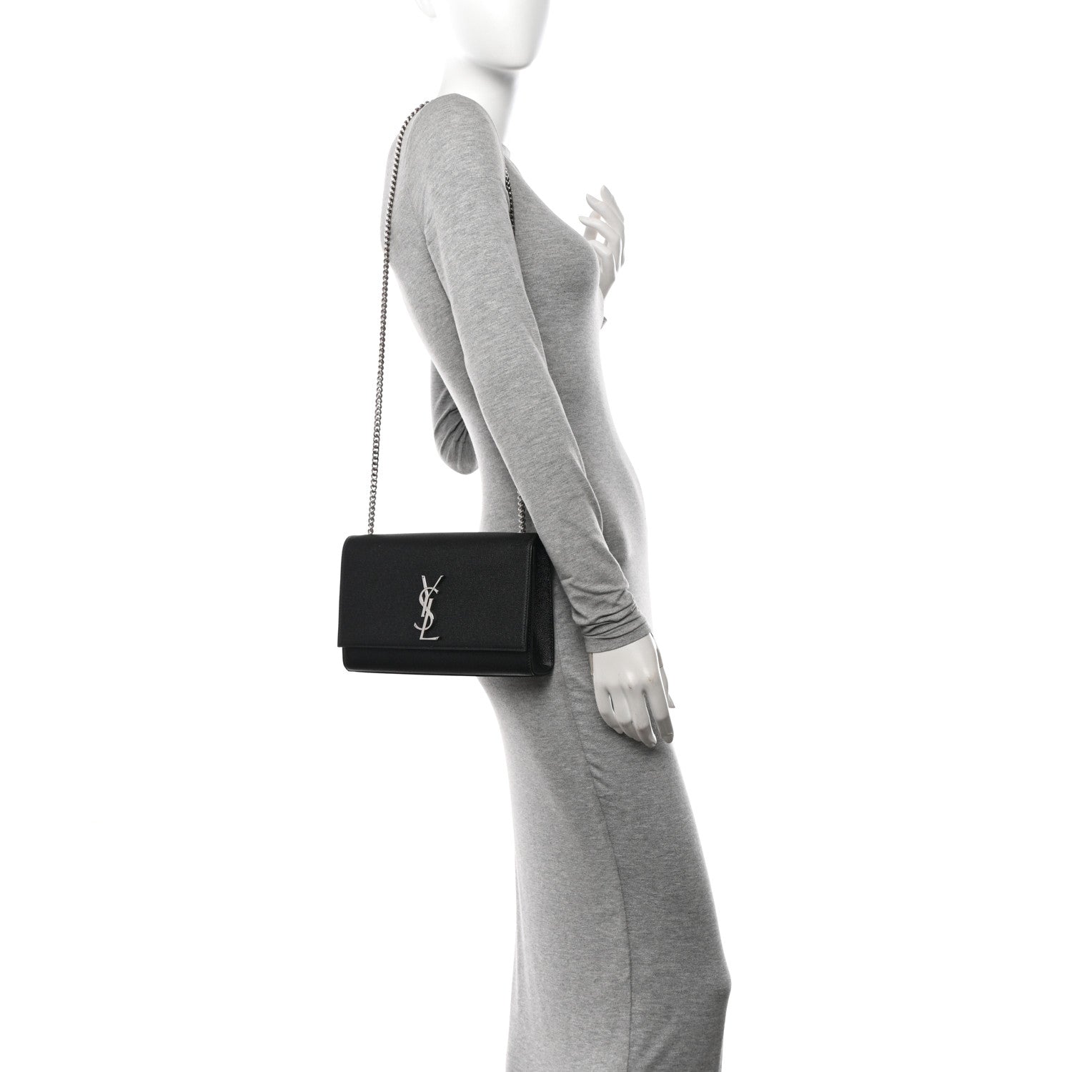 Saint Laurent Grain De Poudre Medium Classic Monogram Kate Satchel Black 2 of 9