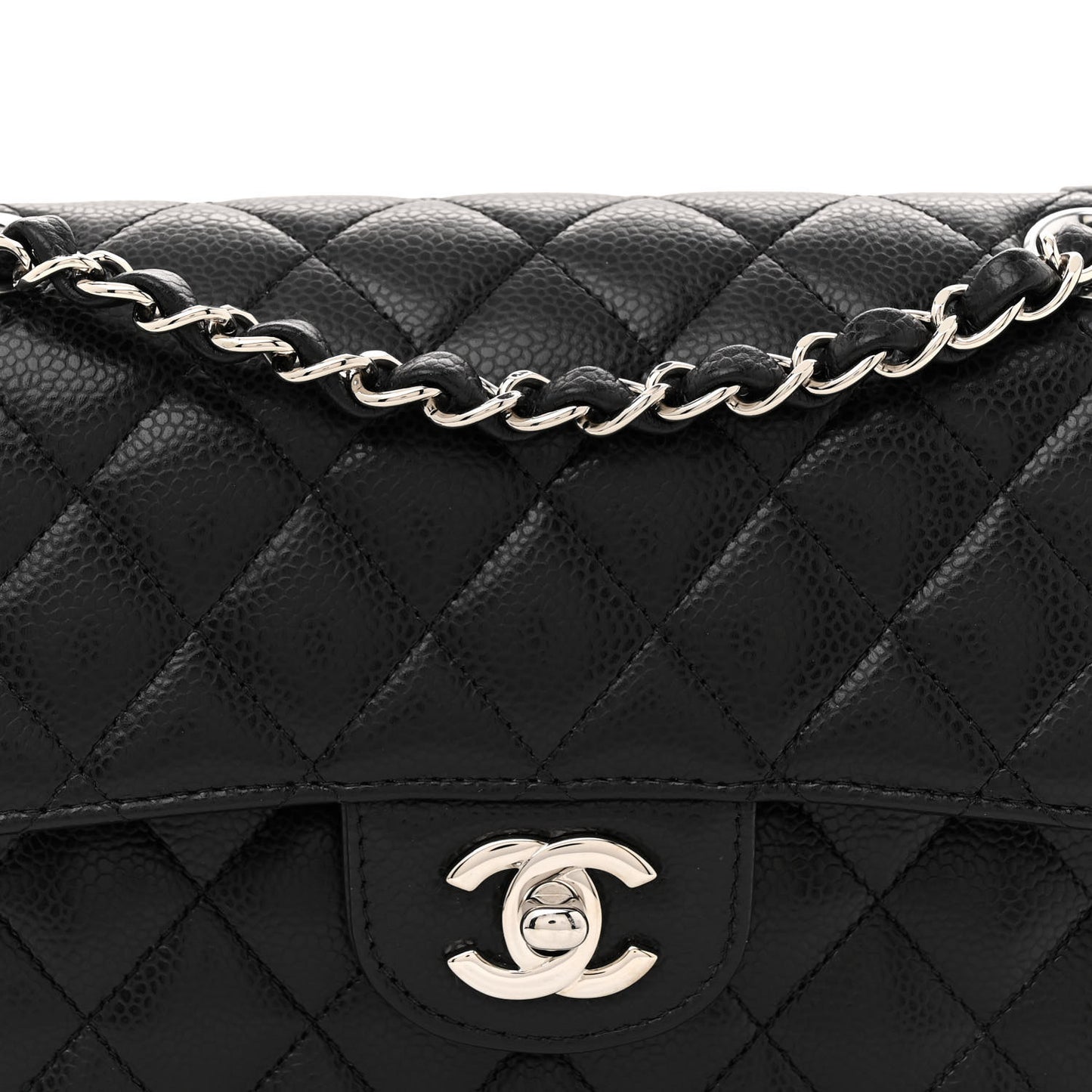 Caviar Quilted Small Double Flap Black