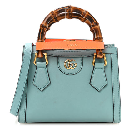 Gucci Wonka Grain Calfskin Mini Diana Tote Bag Dusty Azure Orange Fluo 1 of 10