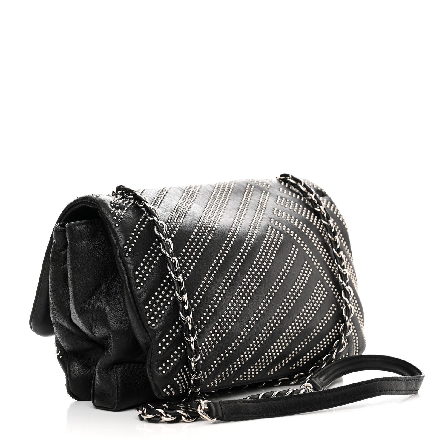 Salvatore Ferragamo Calfskin Studded Gelly Bag Black 3 of 9