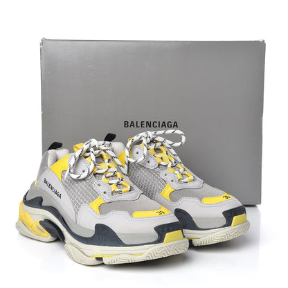 Balenciaga Fabric Mesh Womens Triple S Sneakers 39 Yellow Grey White 9 of 9