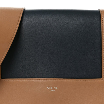 Celine Shiny Smooth Calfskin Medium Frame Shoulder Bag Tan Navy 7 of 9